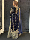 Zeenat Royale - Navy Velvet & Jamawar Suit