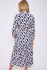 BLUE GEOMETRIC MAXI DRESS