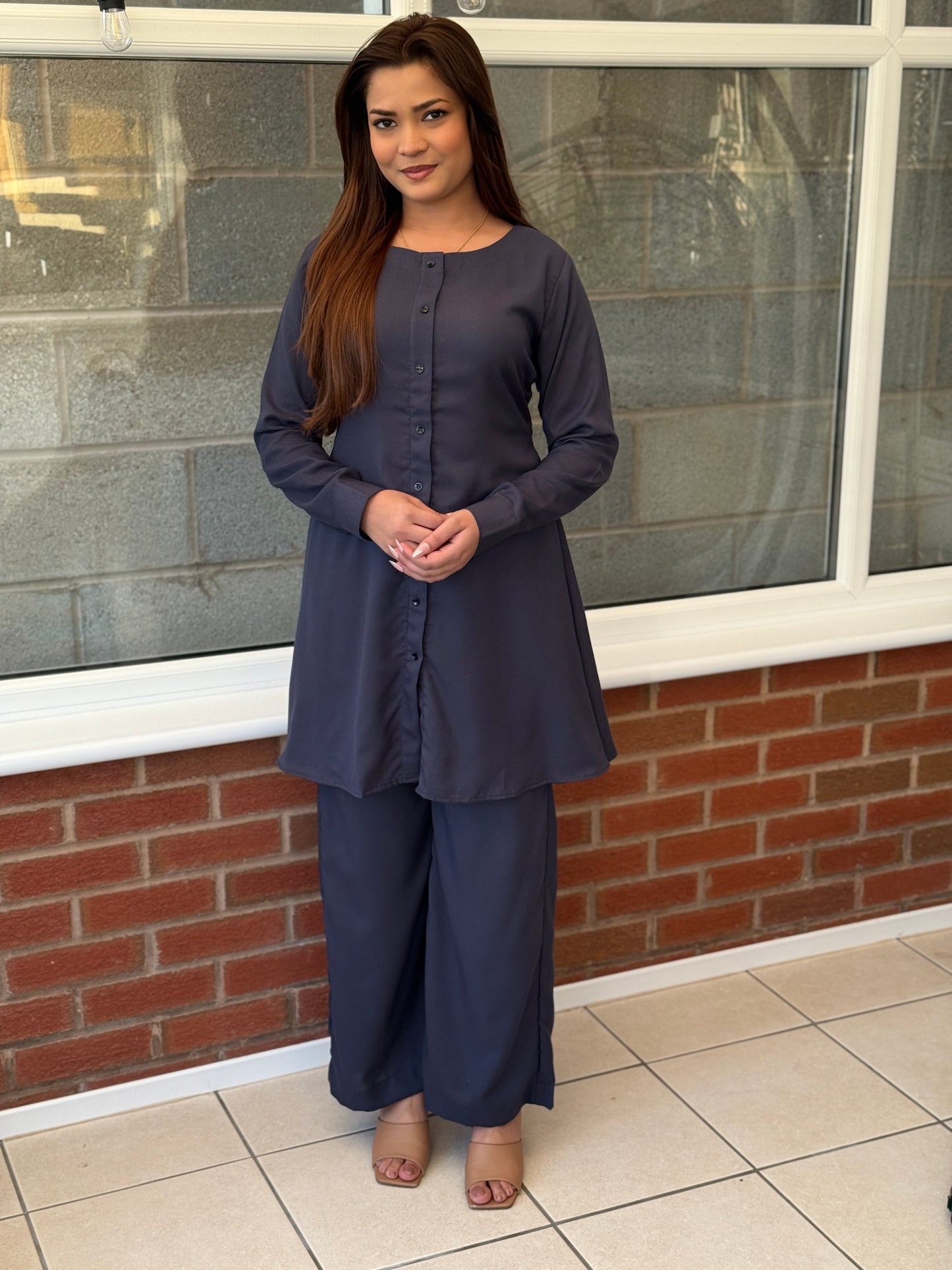 Slate Grey Dhanak Co-Ord