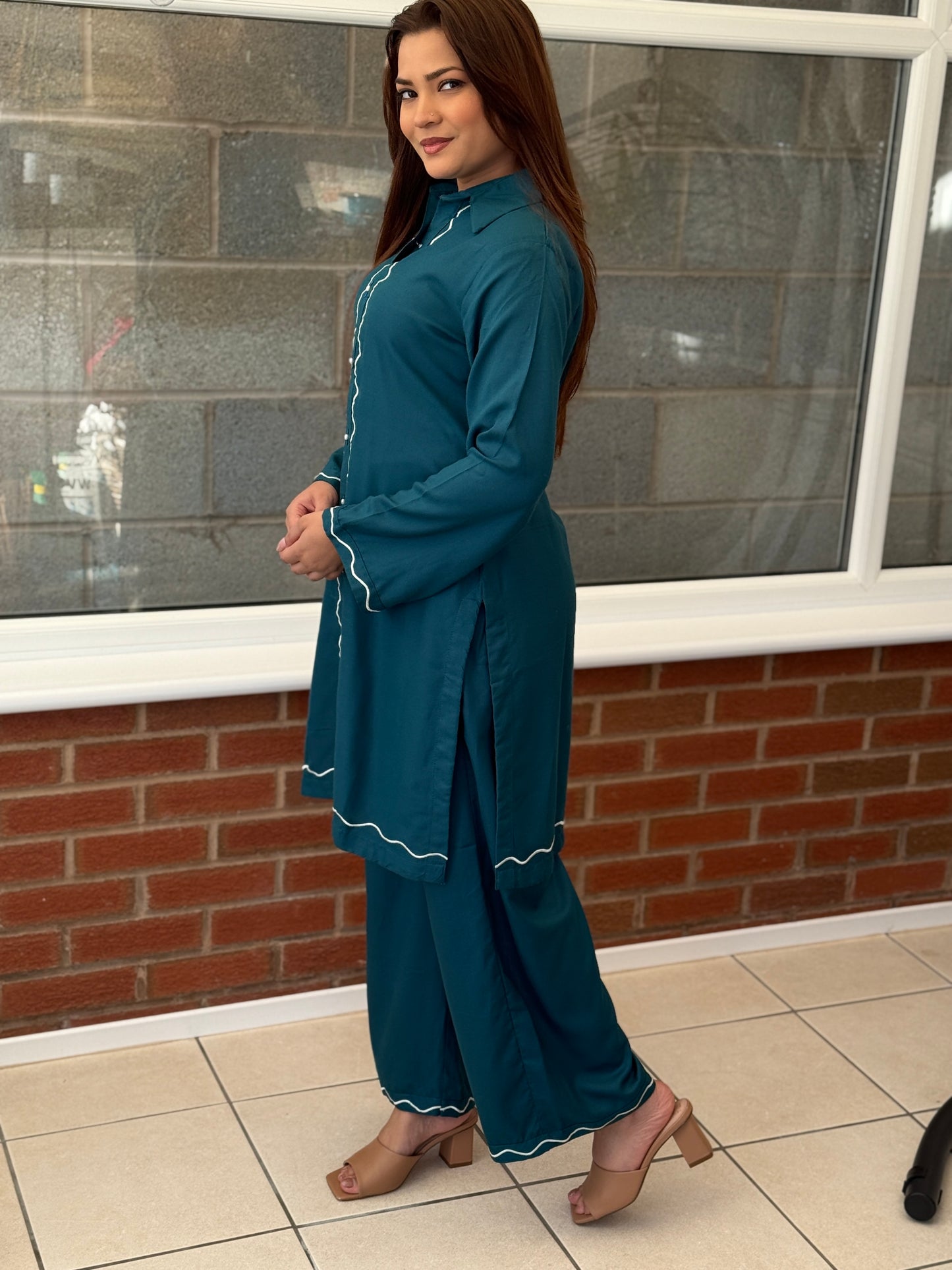 Areeba Teal - Dhanak Winter Co-Ord