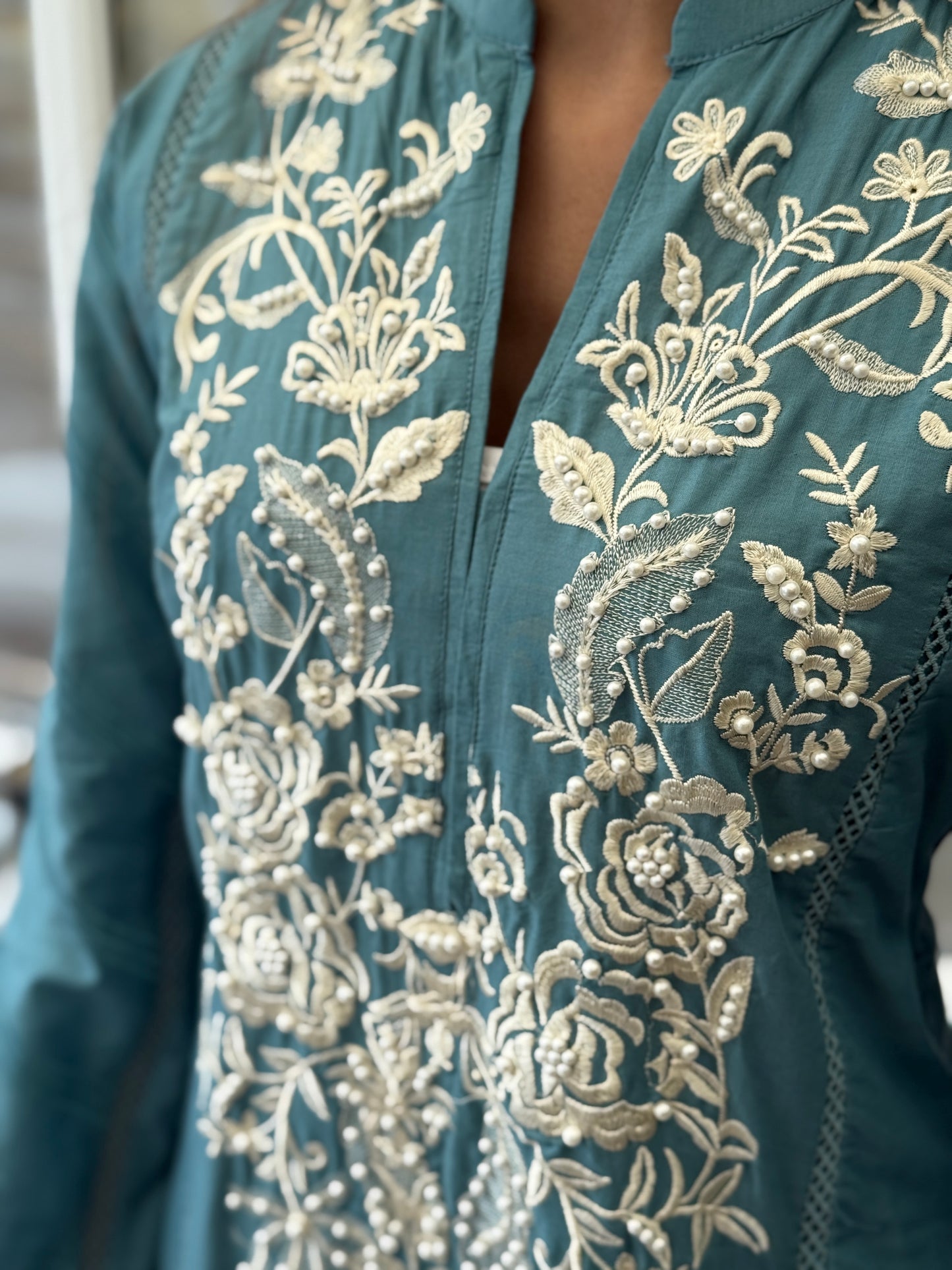 Seafoam Pearl Embroidered Set
