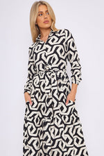 BLACK GEOMETRIC MAXI DRESS