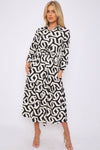 BLACK GEOMETRIC MAXI DRESS