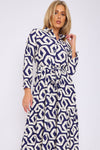 BLUE GEOMETRIC MAXI DRESS