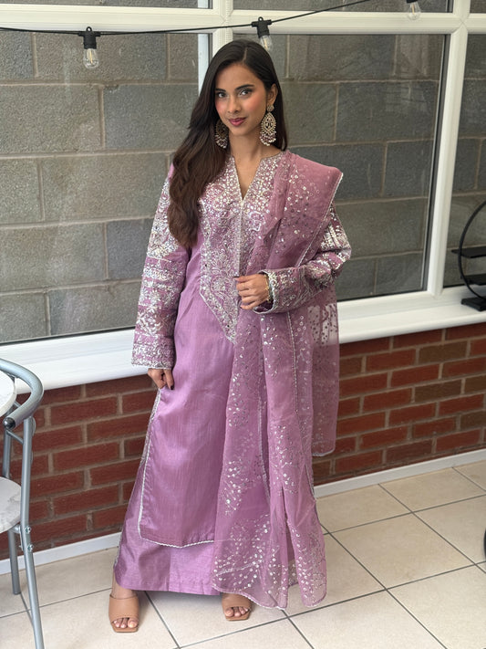 Mauve Royale Raw Silk Set