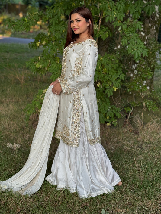 Noor Royale - Luxury Hand Embellished Silk Sharara*