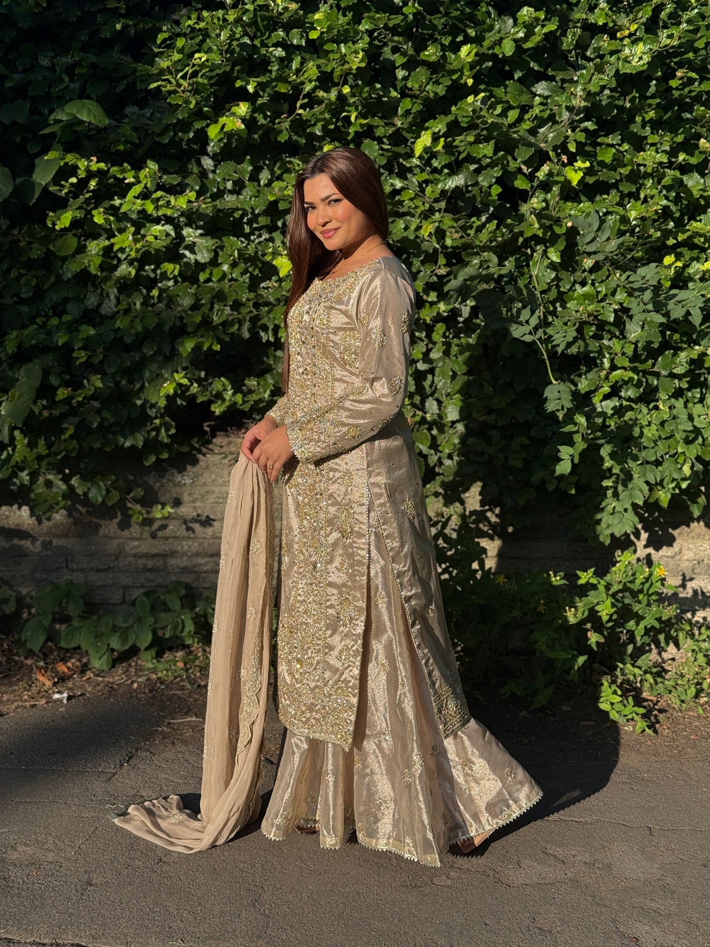Champagne Royale - Luxury Hand Embellished Sharara Suit