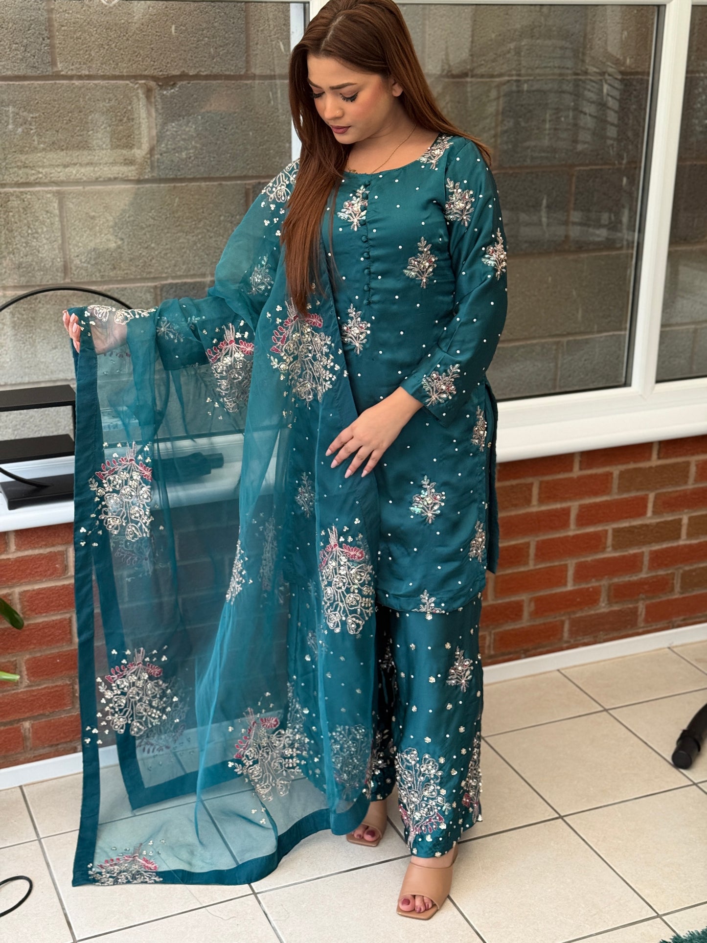 Rose Allure - Teal Chamoise Silk