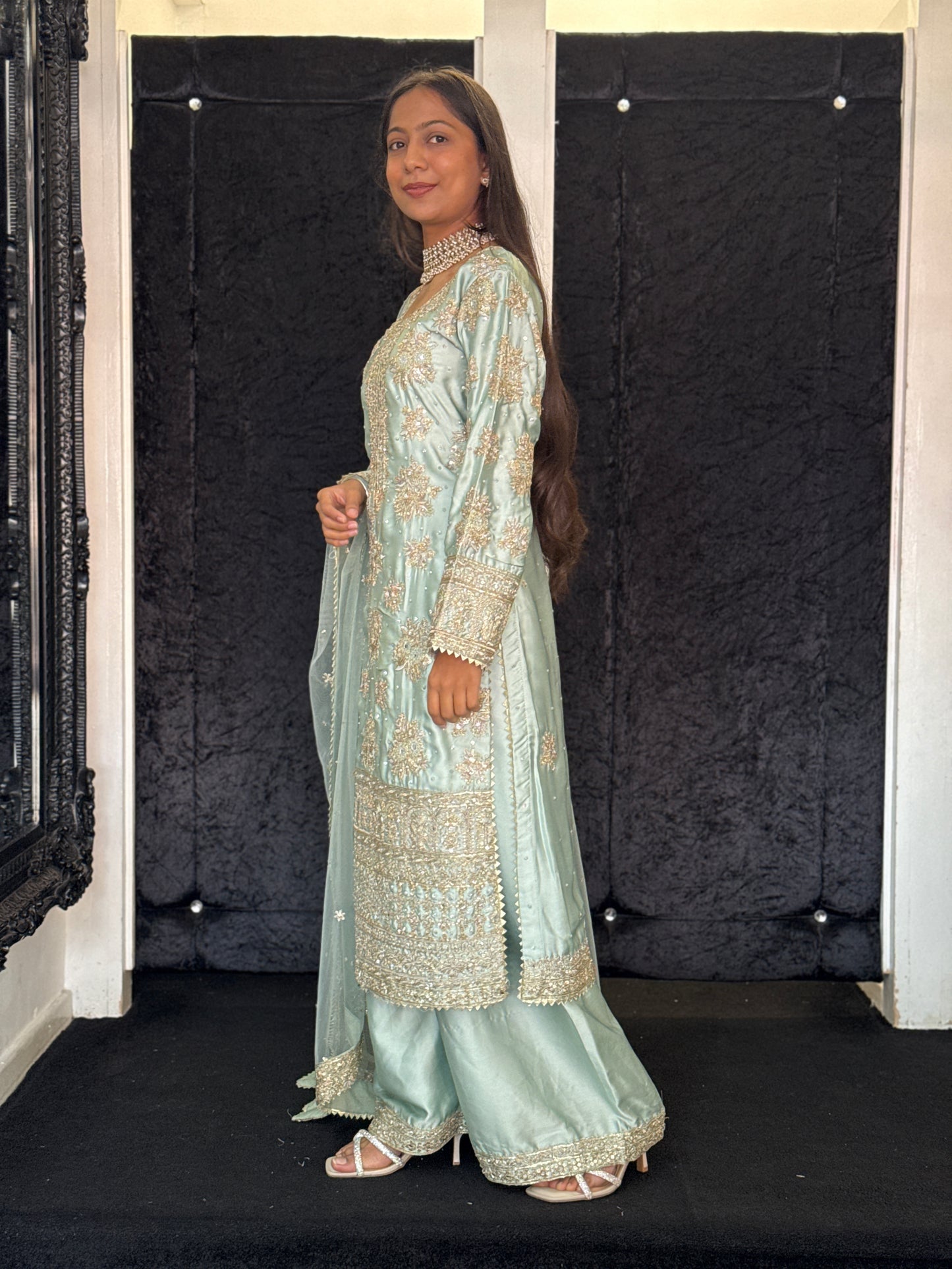 Mint Reverie Embellished Sharara Suit*