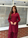 Crimson Charm - Dhanak Co-ord Set