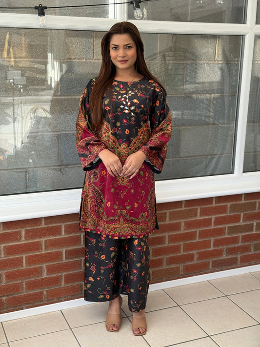 Zohra - Velvet Palachi Maria B Inspired Print Co-Ord