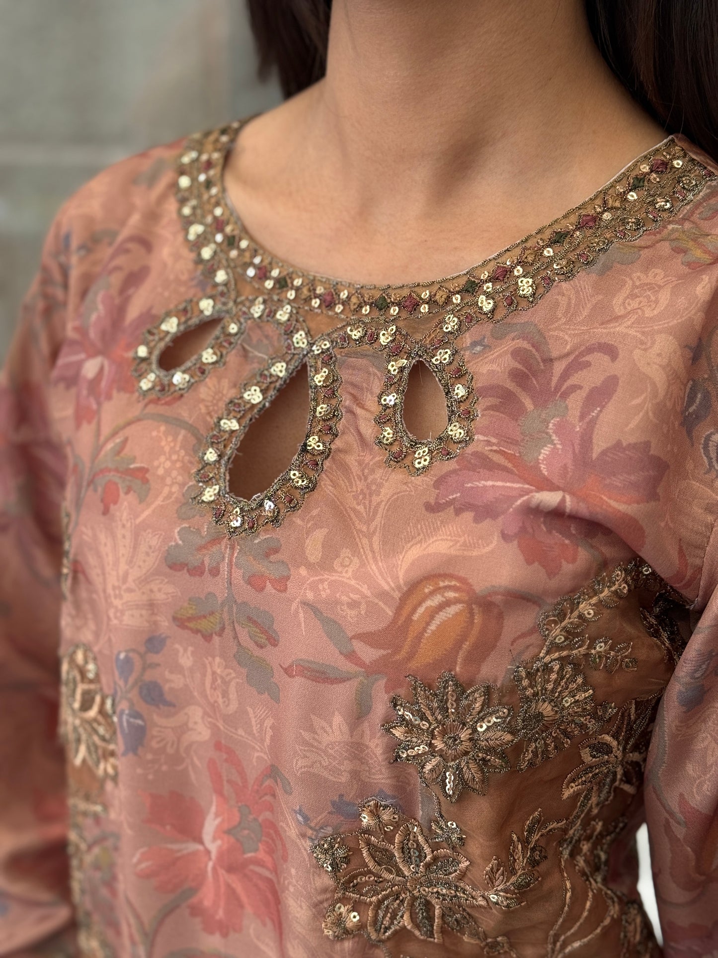Deep Nude Mirage Lawn Suit