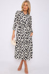 BLACK GEOMETRIC MAXI DRESS