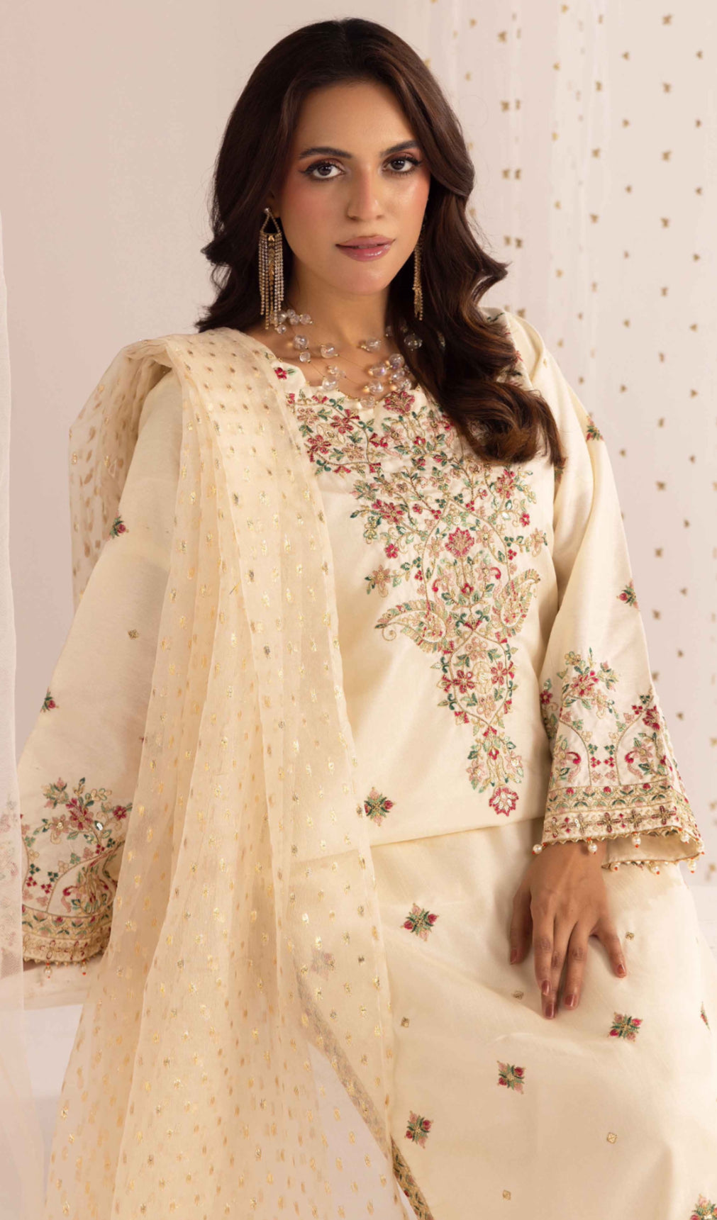 Off White Elira - Raw Silk Embroidered Suit