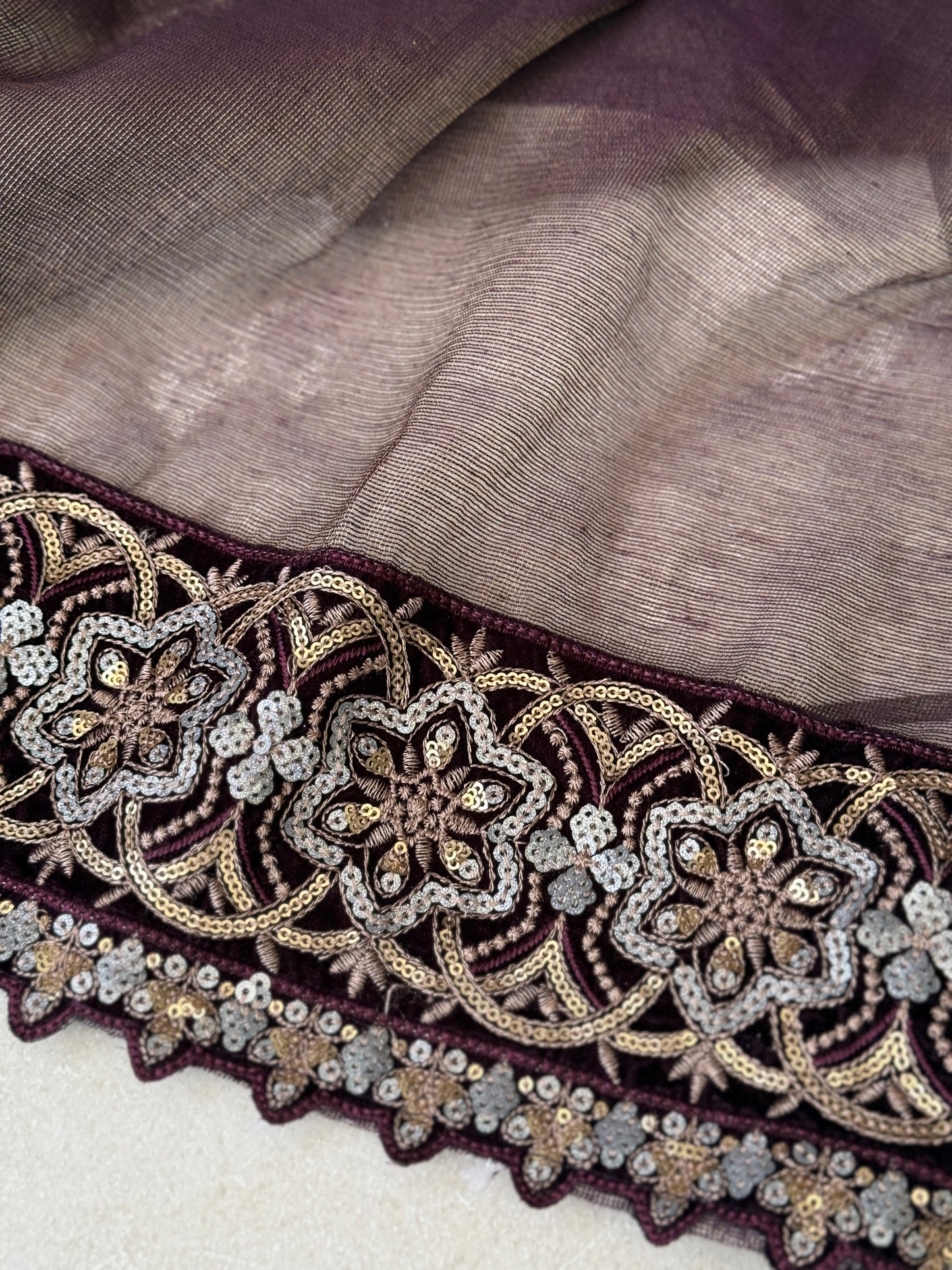 Noore Velvet Shoulder Suit - Aubergine