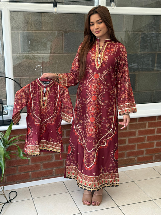 Liana Luxe - Mother & Daughter Set - Maroon