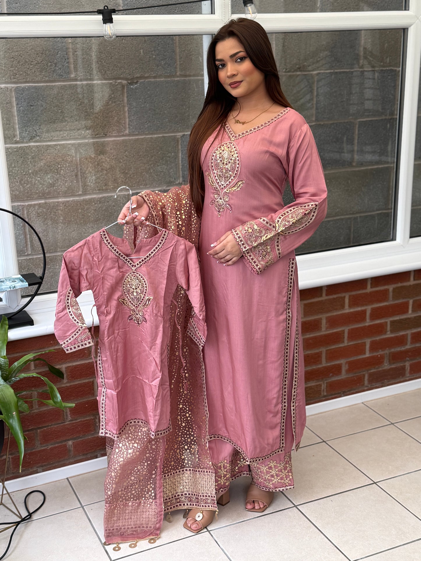 Dusky Pink Noor Mother Daughter Eid