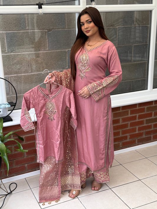 Dusky Pink Noor Mother Daughter Eid