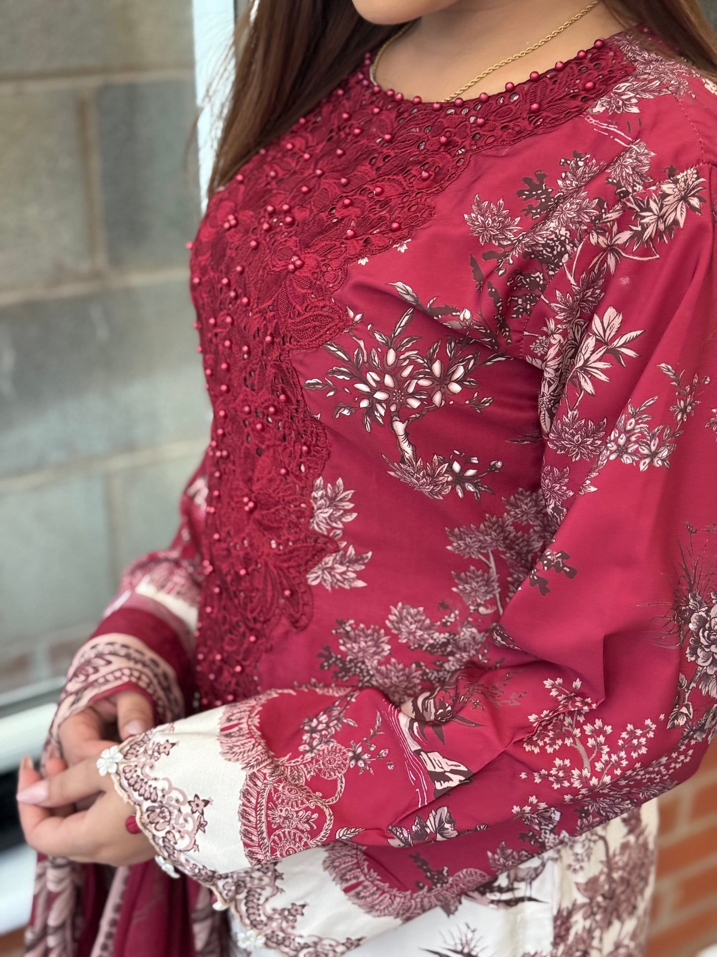 Maria B - M Print Red White