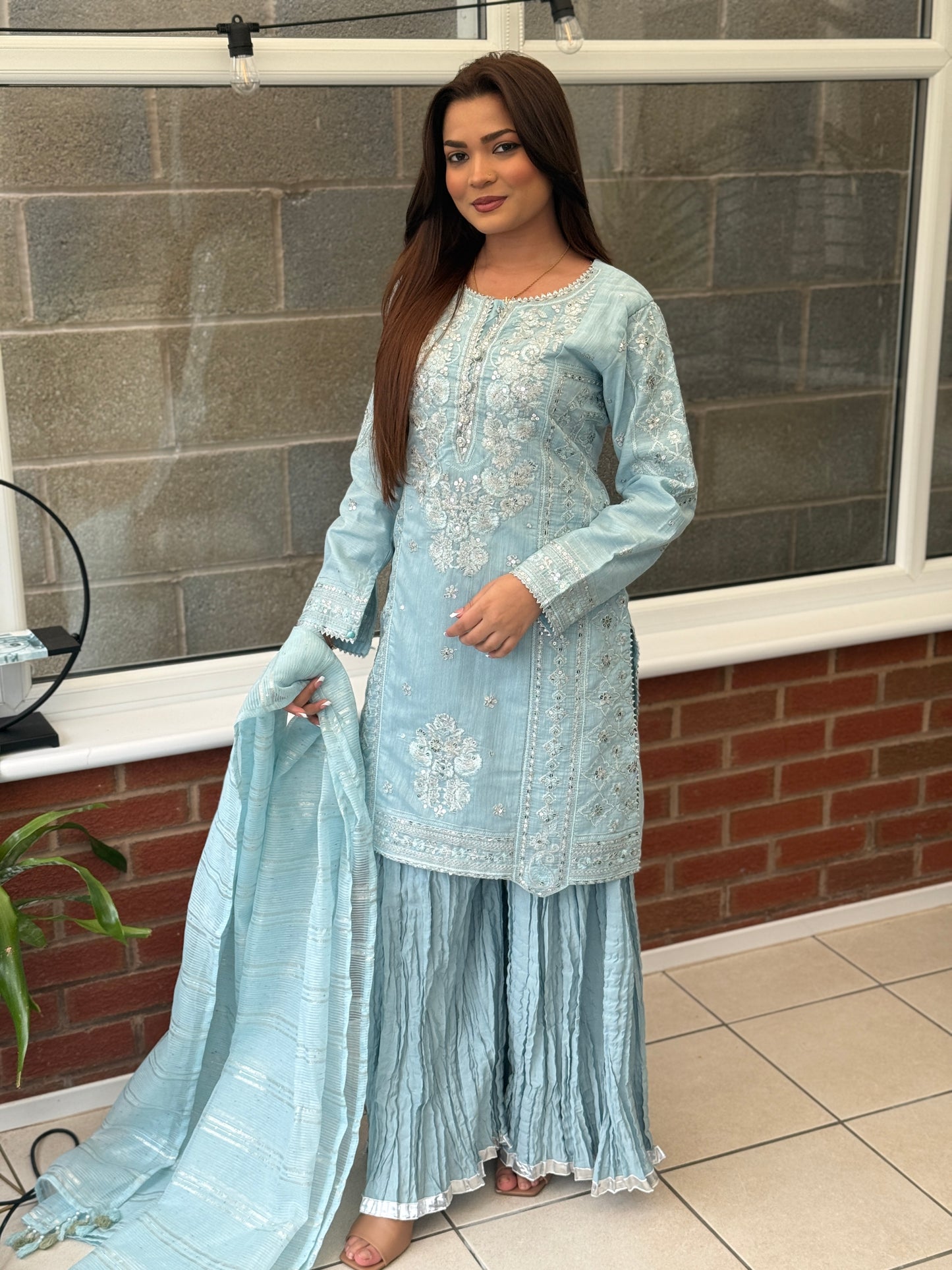 Azure Noor Sharara Set