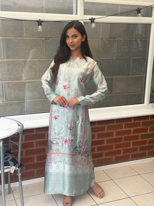 Majestic Mint Royale – Luxury Printed Silk Edit