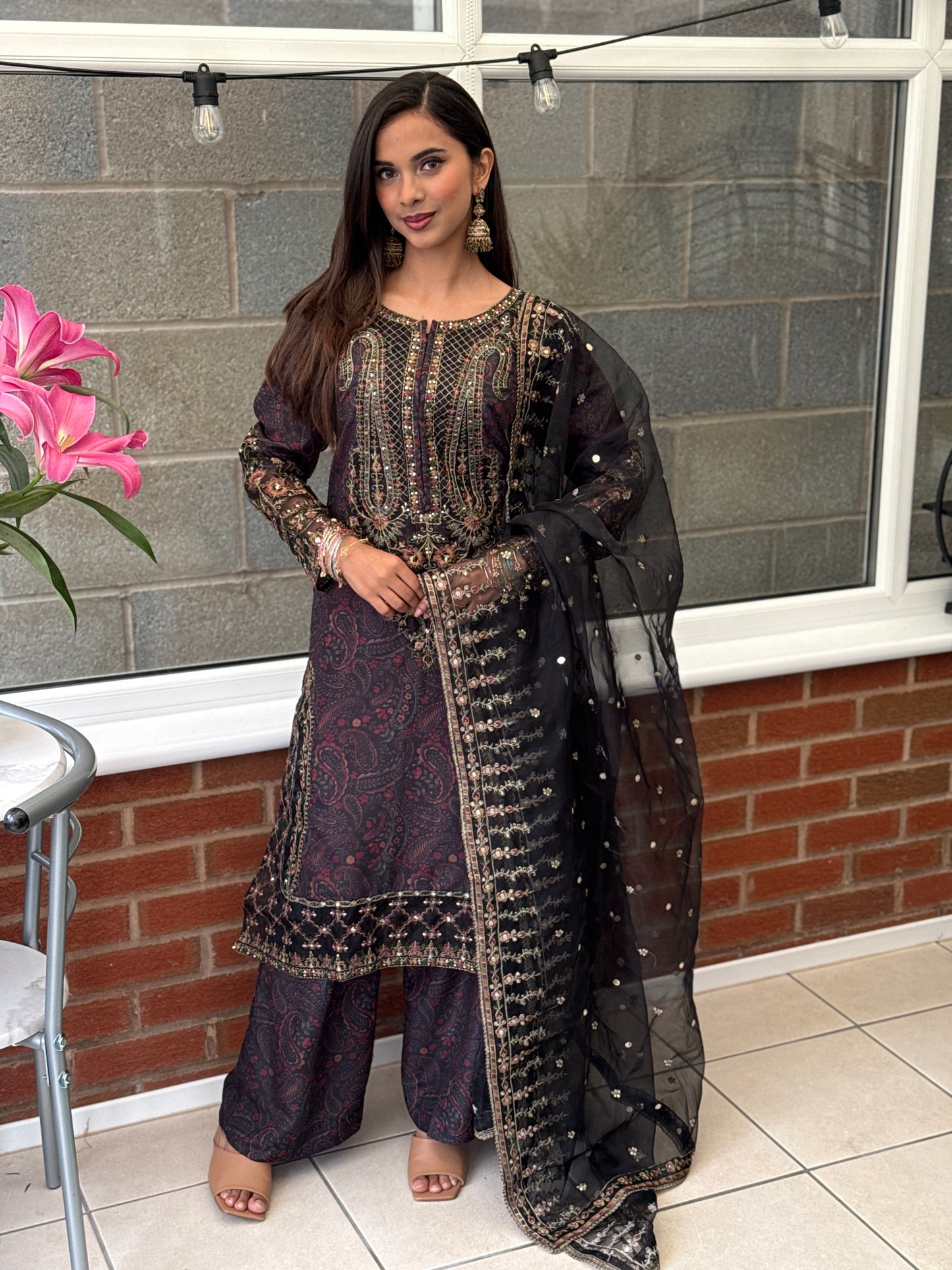 Noir Mirage Lawn Suit
