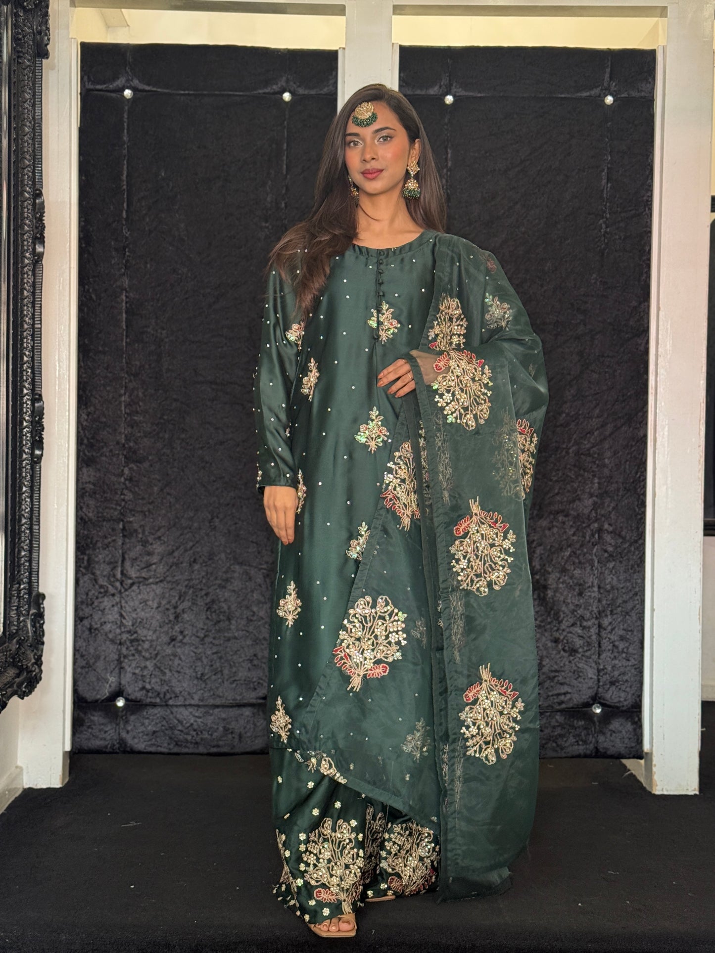 Nareen Forrest Green Silk
