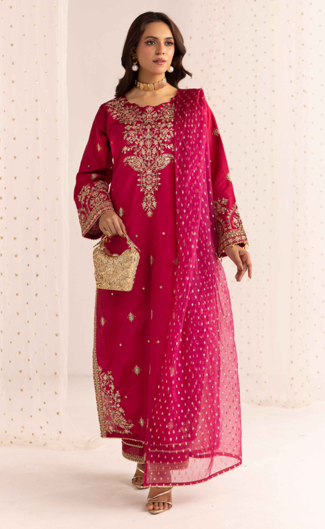 Cerise Elira - Raw Silk Embroidered Suit