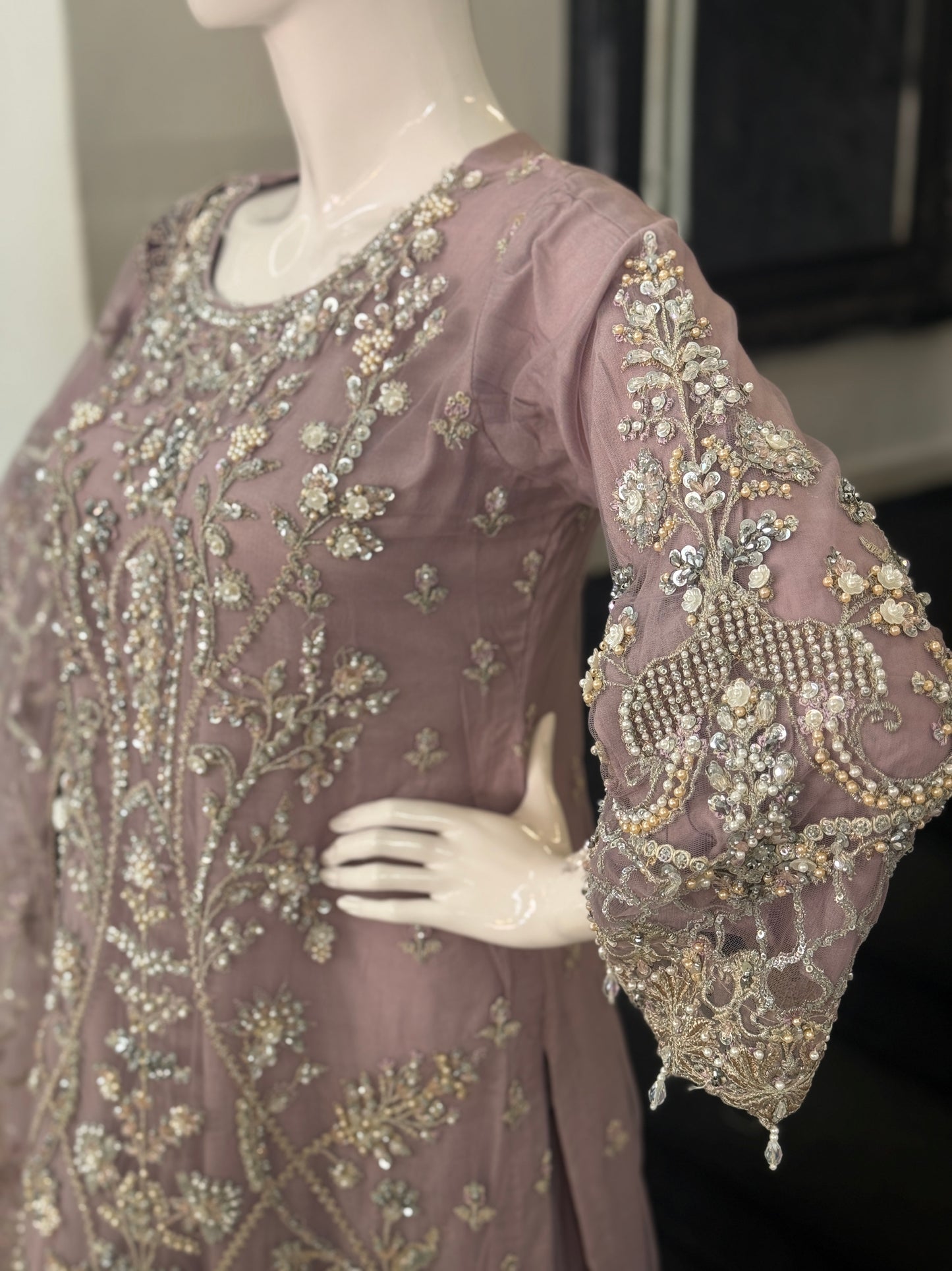 Lilac Luxe Hand-Embellished Sharara Suit