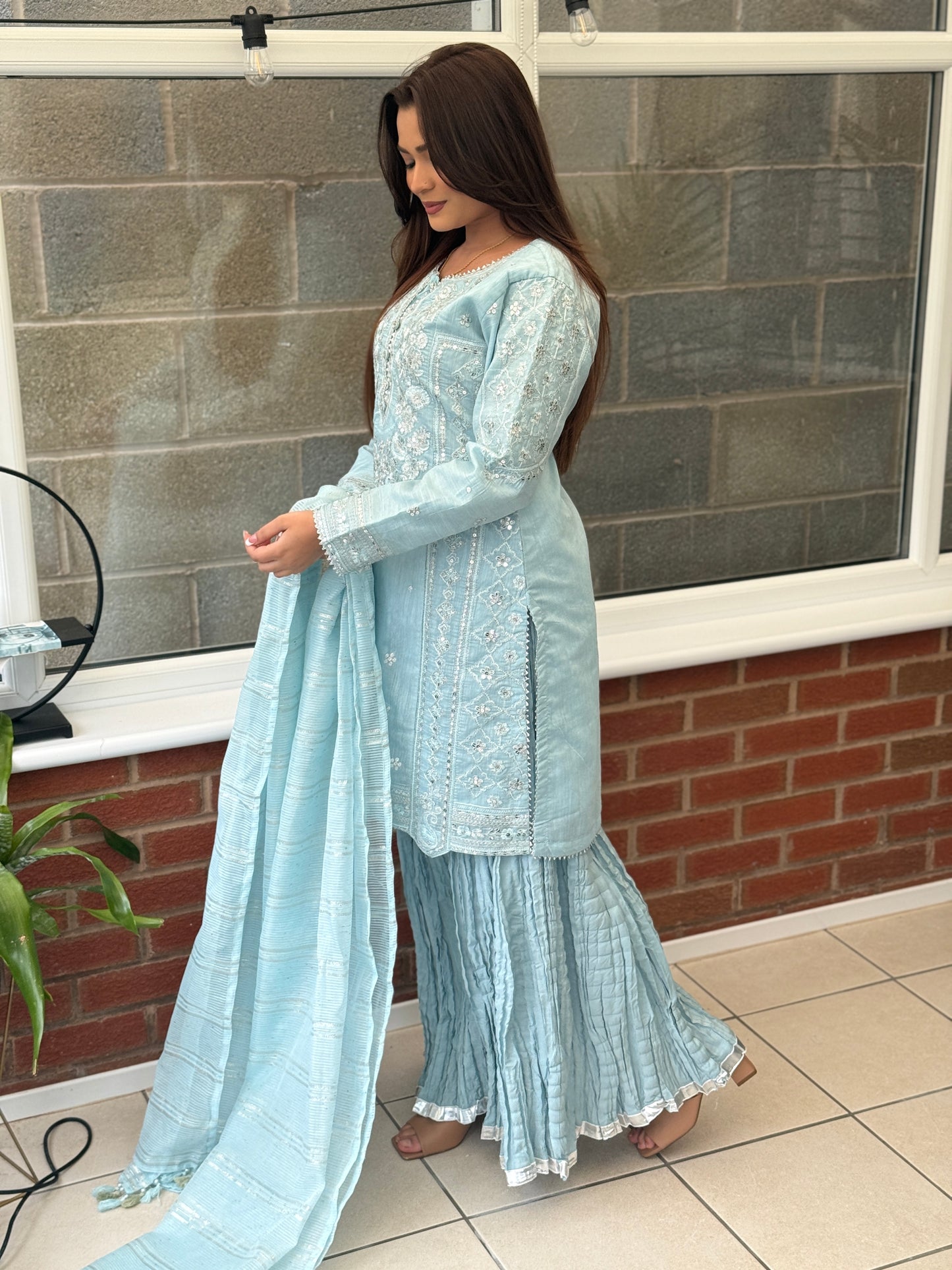 Azure Noor Sharara Set