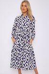 BLUE GEOMETRIC MAXI DRESS