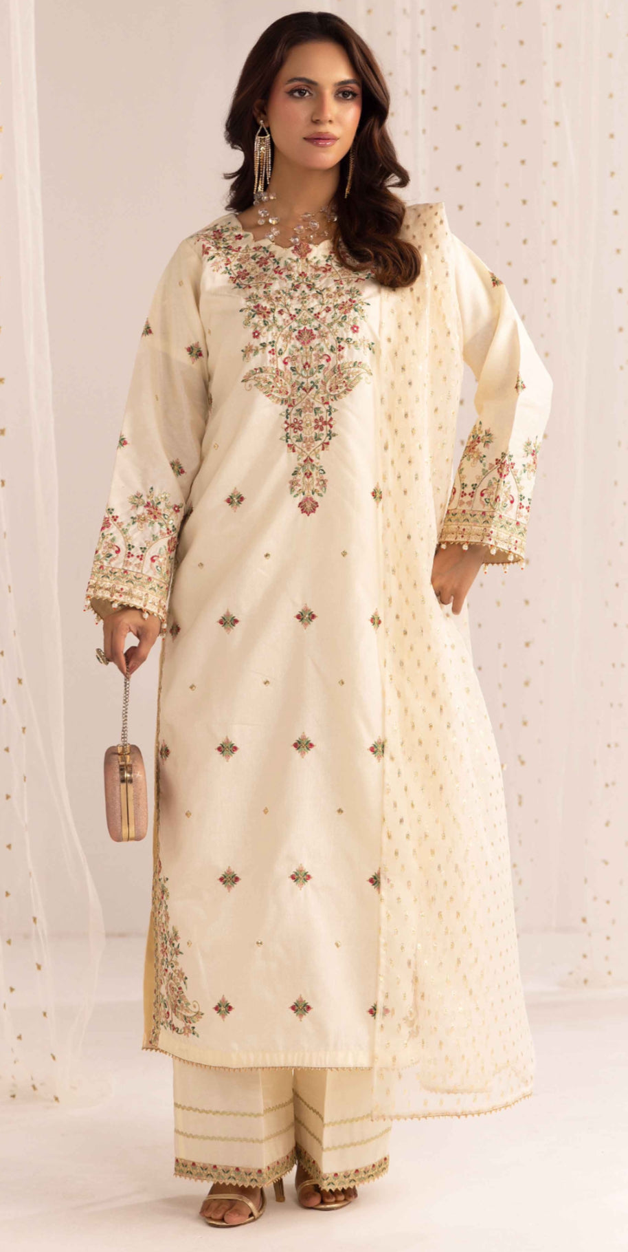Off White Elira - Raw Silk Embroidered Suit