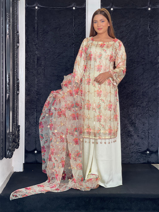 HANIA - PRINTED ORGANZA- LEMON