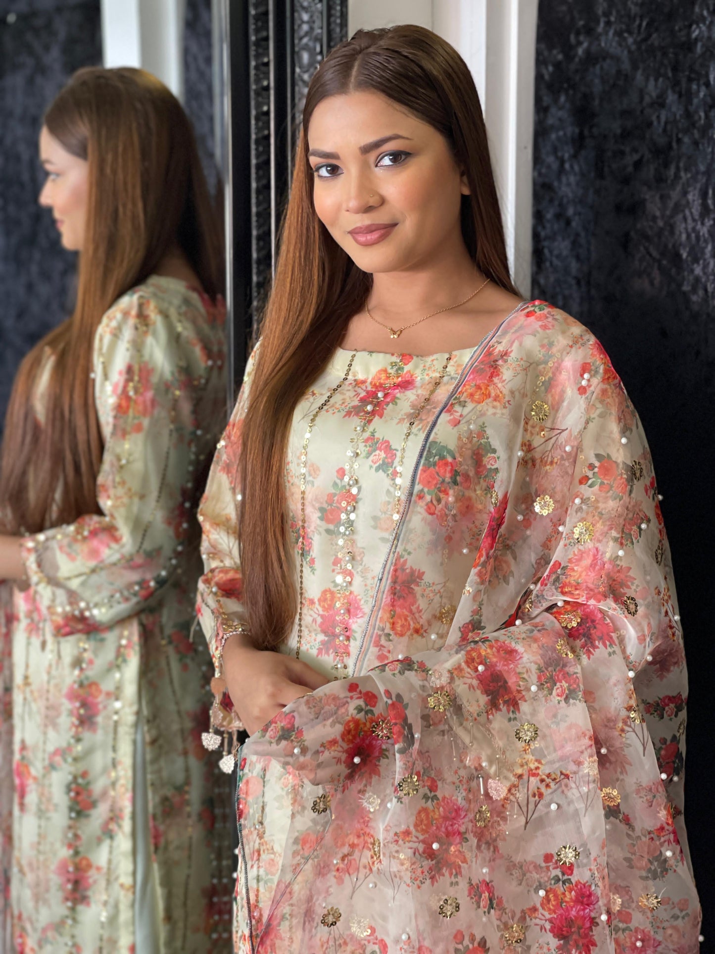 HANIA - PRINTED ORGANZA- LEMON