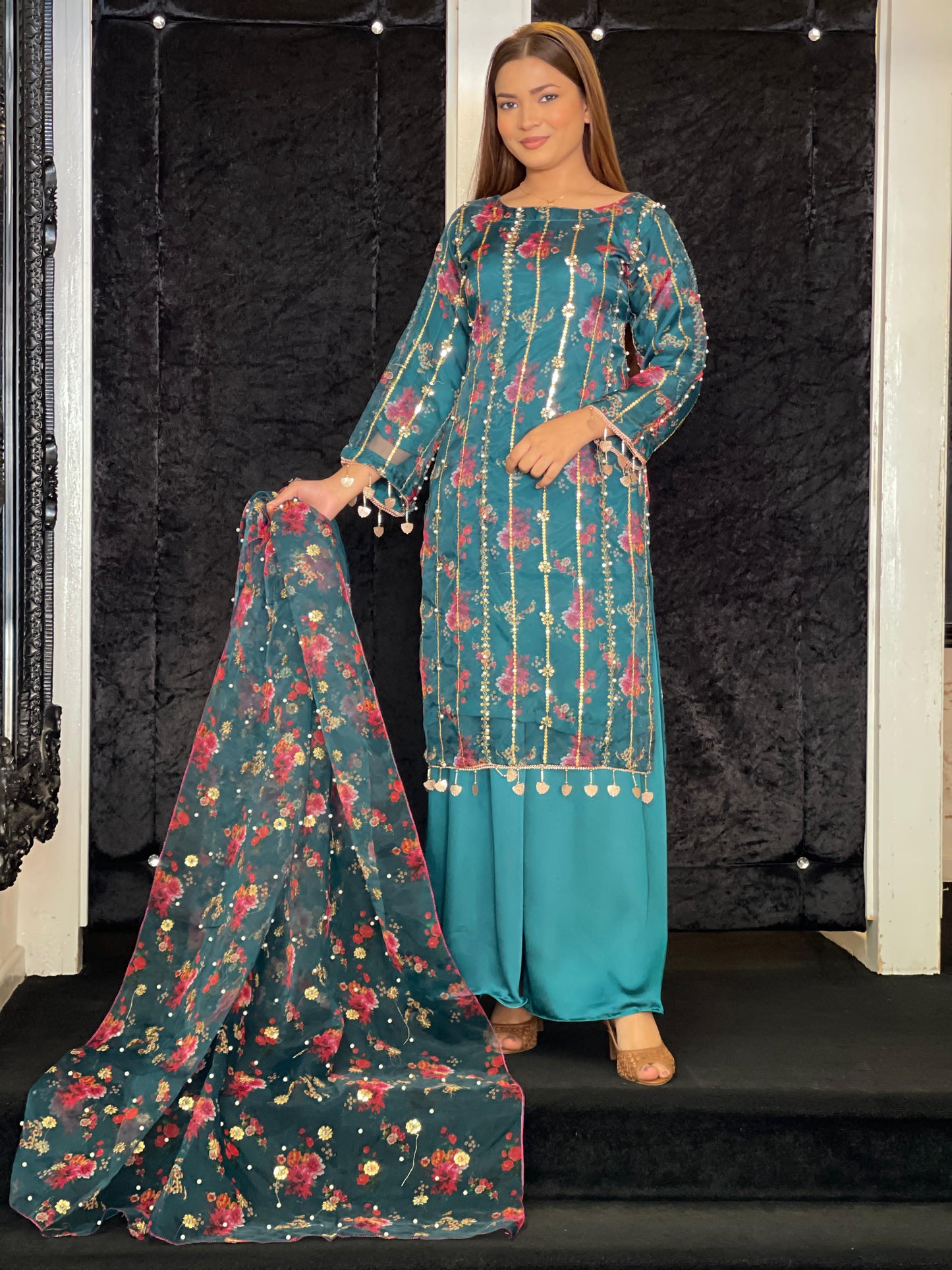 HANIA - PRINTED ORGANZA-GREEN