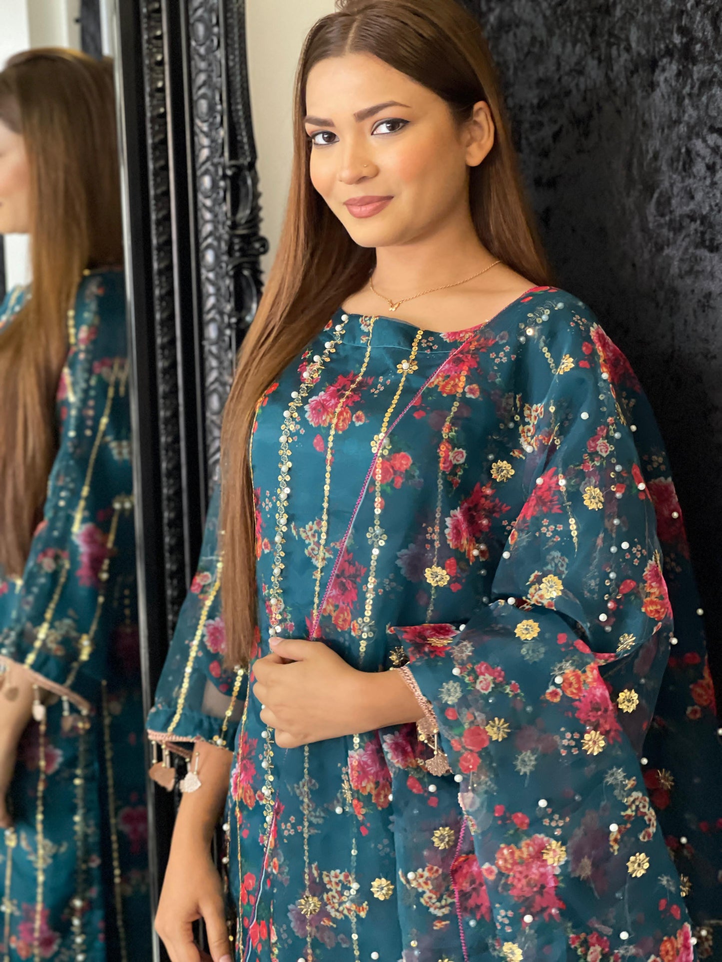 HANIA - PRINTED ORGANZA-GREEN