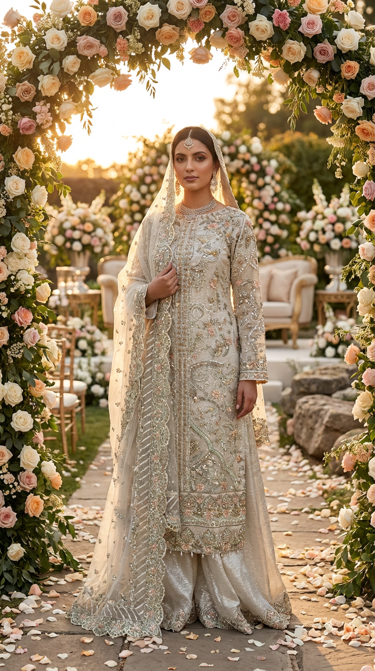 Aurelia Heirloom - Hand Embellished Net Ensemble Off White